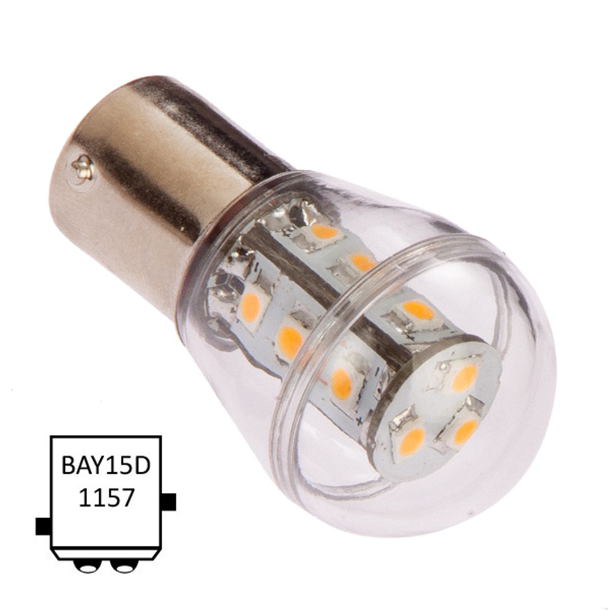 LED lanternepære Bay 15D, 10-35v 100lm kaldhvit