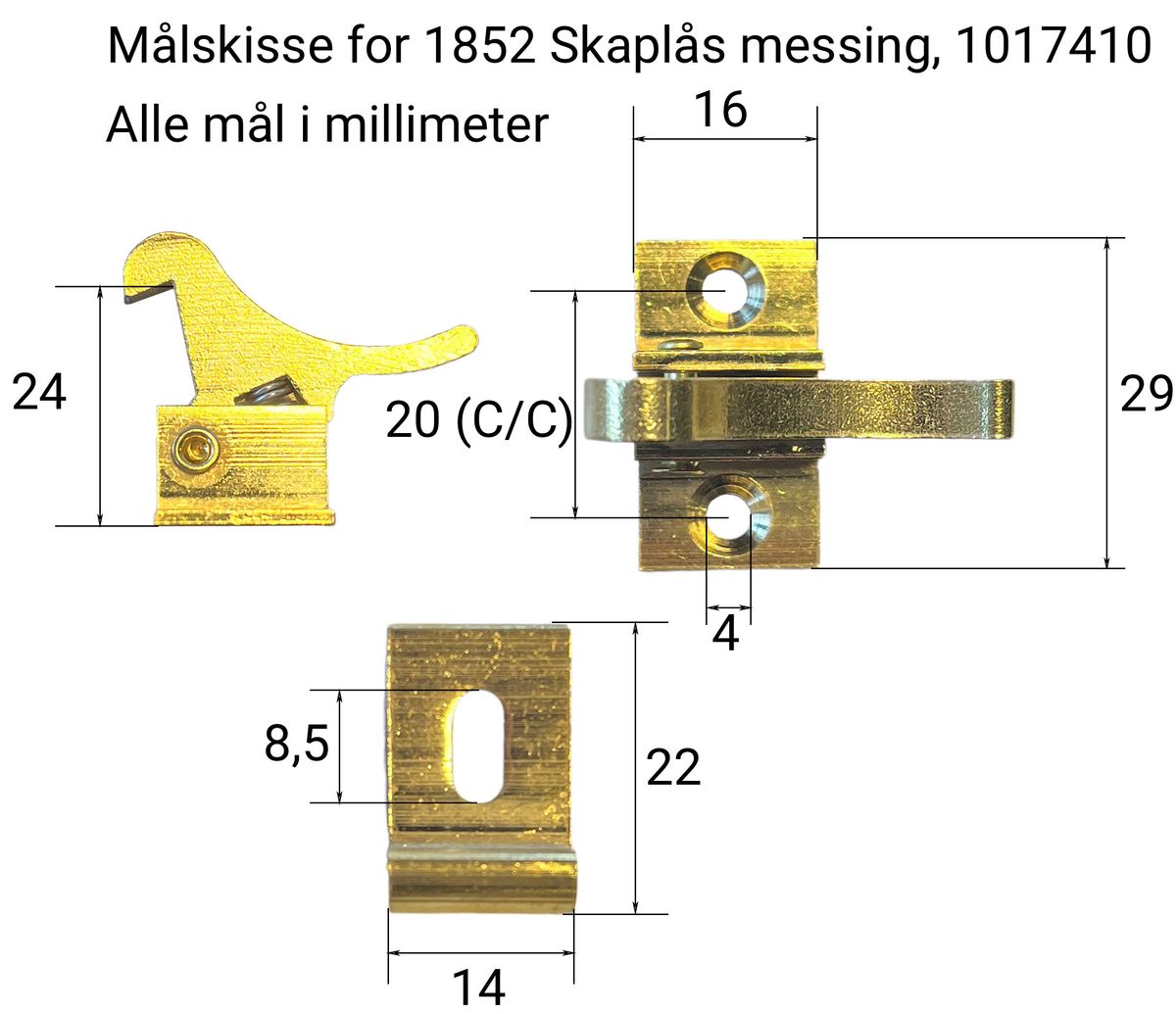 skaplås messing 1852